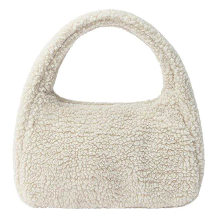 MUJI Polyester Handbag Women's Ivory White/Brown/Charcoal Gray