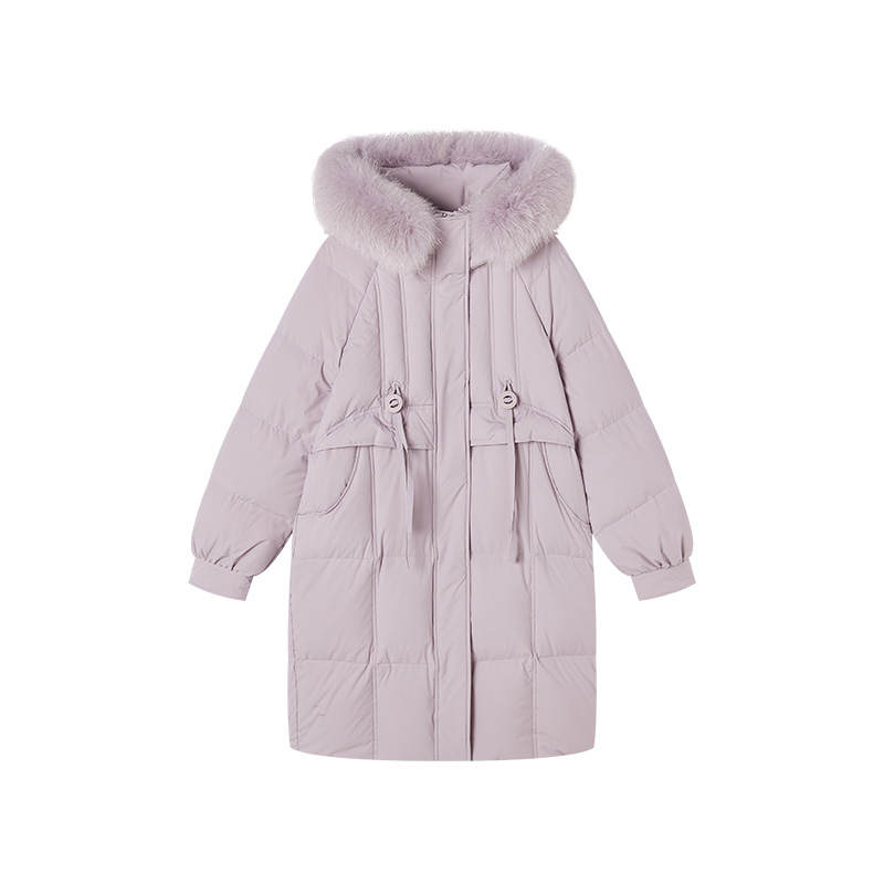 XIANGYING Down Jackets Women's Purple Hooded Thickened Puffer Jacket