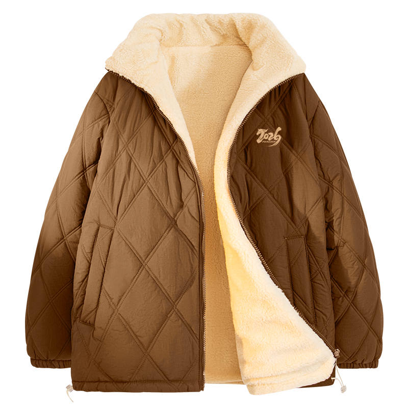 Tonlion Puffer Jackets Unisex Stand Collar Fleece Lined Puffer Jacket