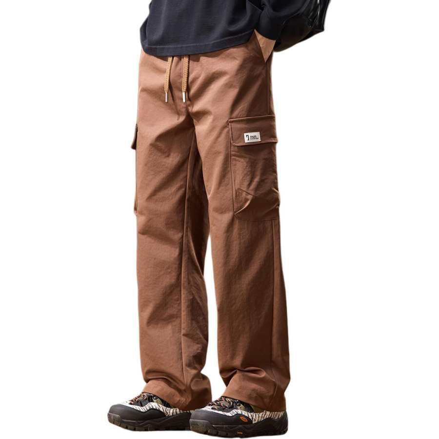 Tonlion Casual Pants Unisex Moderate Wide Leg Pants