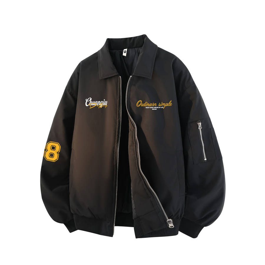 HUANQIU Puffer Jackets Unisex Lapel Thickened Puffer Jacket