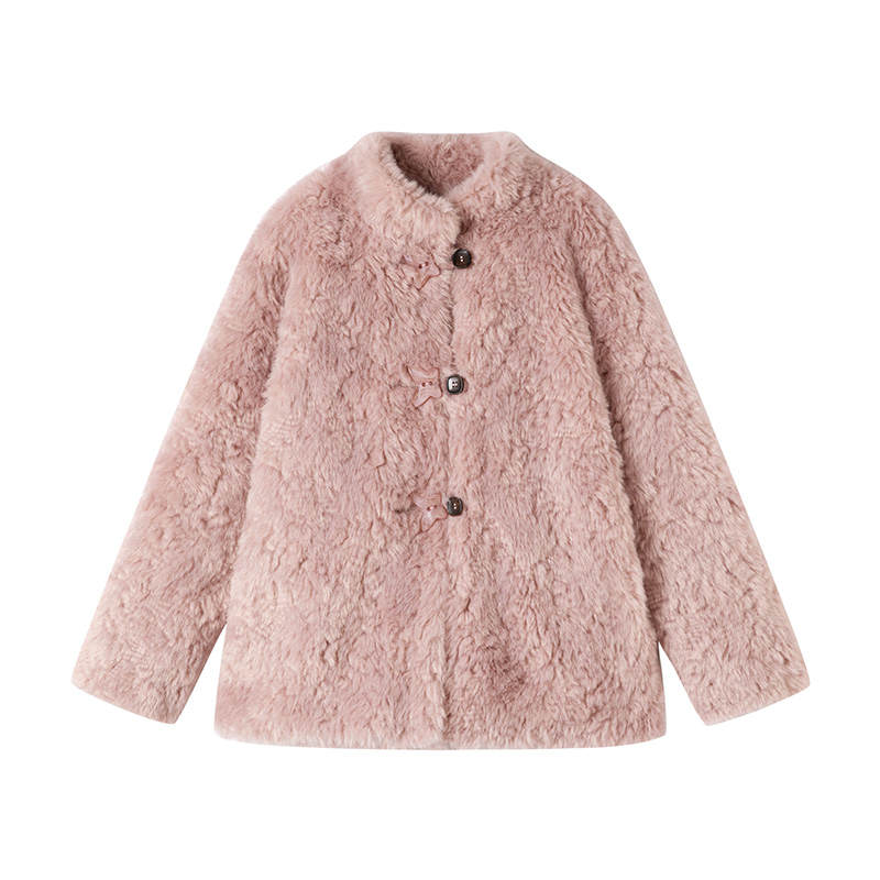 XIANGYING Furs Women's Silver Peony Stand Collar Thickened
