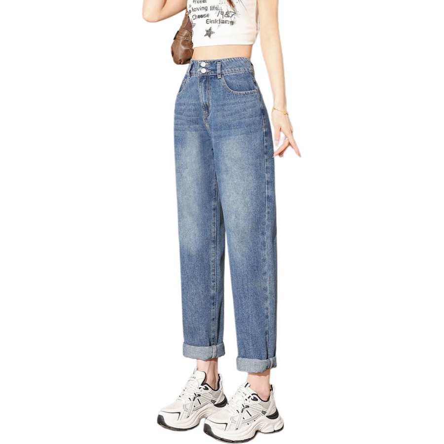 Tonlion Jeans Women's Dark Blue Moderate Harem Pants