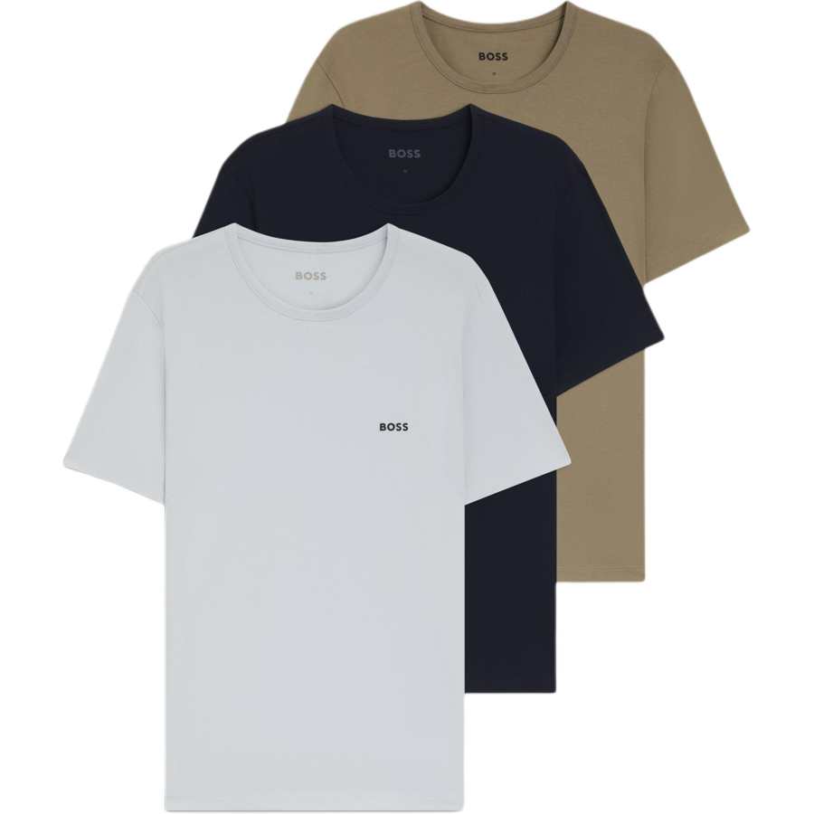 HUGO BOSS T Shirts Men's Gray Beige Black Crew Neck Moderate Straight Fit