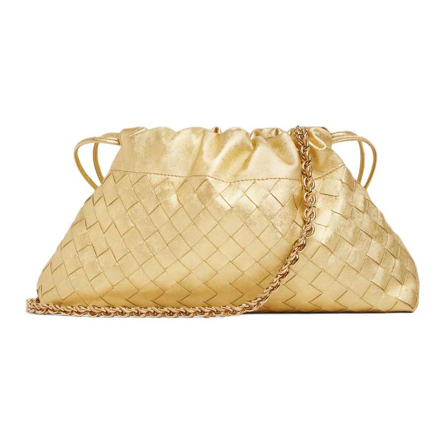 Bottega Veneta Sheepskin Shoulder Bag Women's Gold