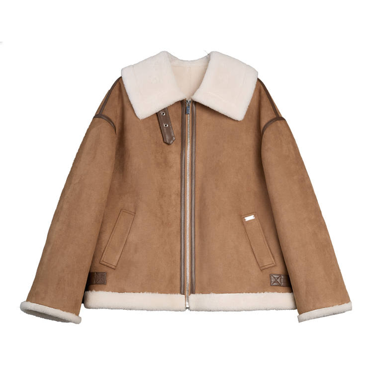 ELLE Velvet Jackets Women's Dark Brown Lapel Moderate