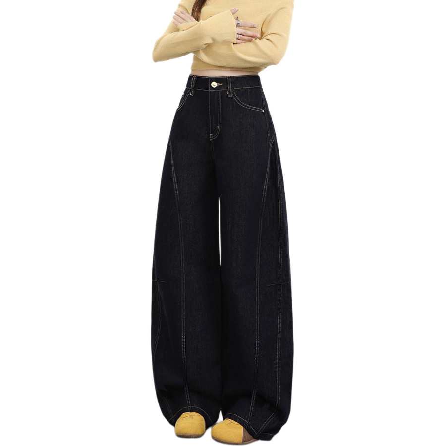 Tonlion Jeans Women's Dark Blue Moderate Wide Leg Pants