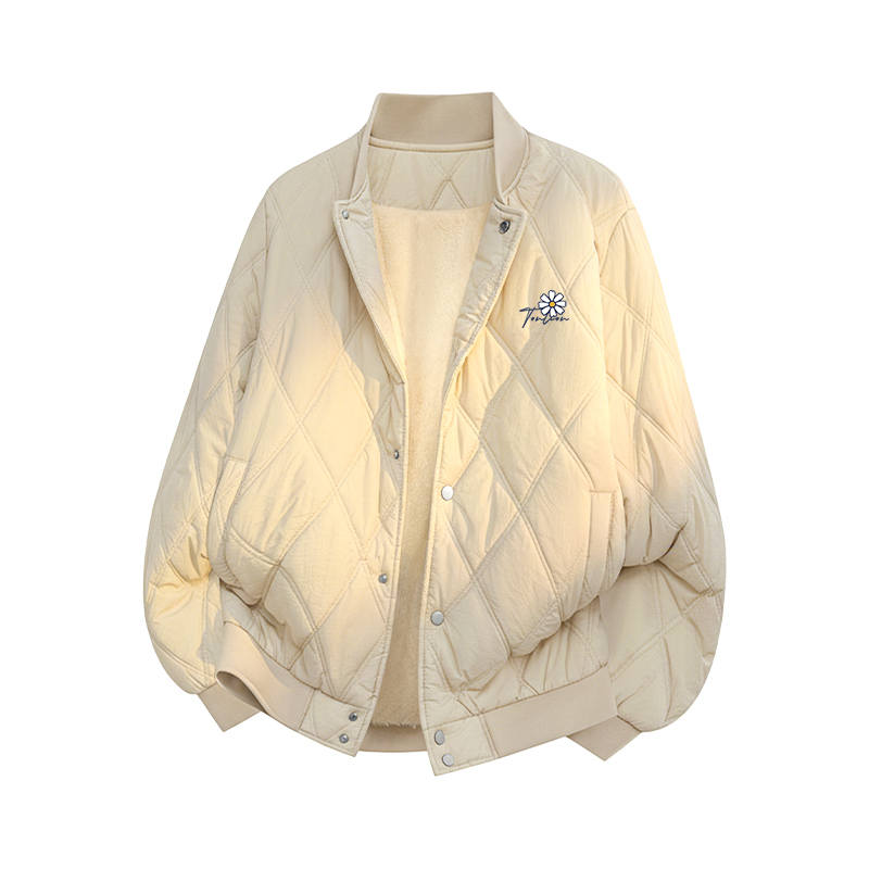 Tonlion Tonlion Puffer Jackets Unisex Baseball Collar Fleece Lined Baseball Puffer Jacket