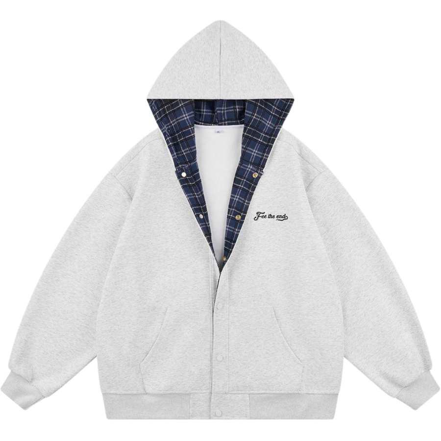 VENICEW Sweatshirts Unisex White Gray Including VN Brand Sticker Hooded Moderate Regular