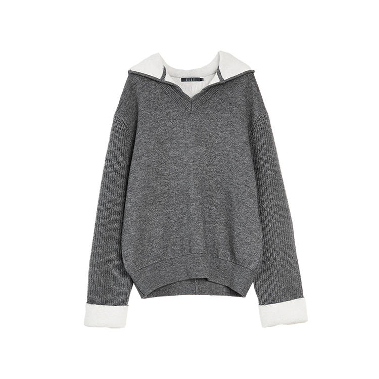 ELLE Sweaters Women's Dark Gray Hooded Moderate Other