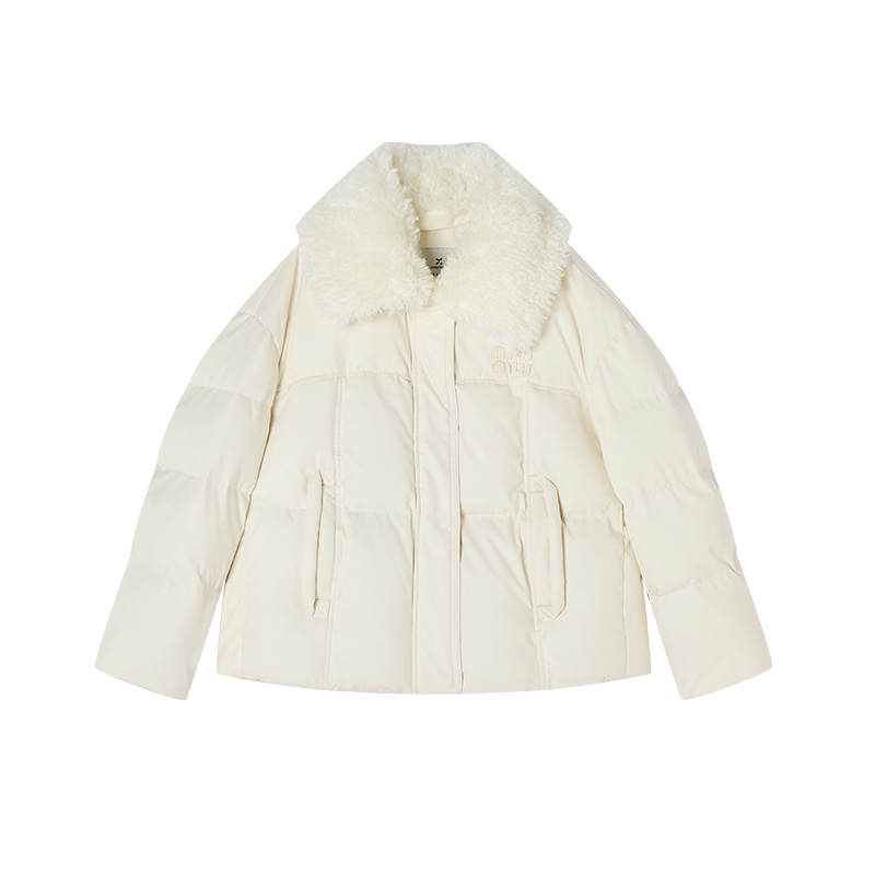 XIANGYING Down Jackets Women's Heron White Lapel Thickened Puffer Jacket