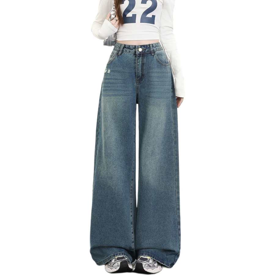 Tonlion Jeans Women's Light Blue Moderate Wide Leg Pants
