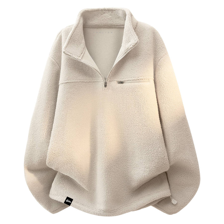 Tonlion Sweatshirts Unisex Stand Collar Thickened Heavyweight
