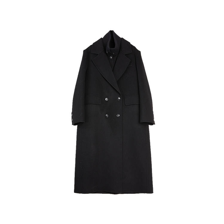ELLE Coats Women's Black Suit Collar Thickened Straight Fit