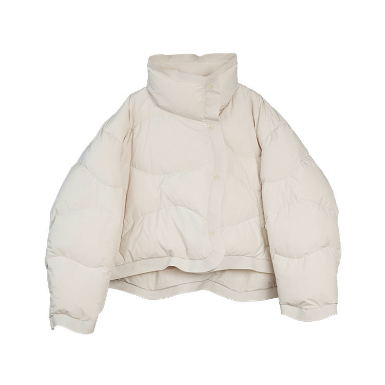 ELLE Down Jackets Women's Light Green Stand Collar Moderate Puffer Jacket