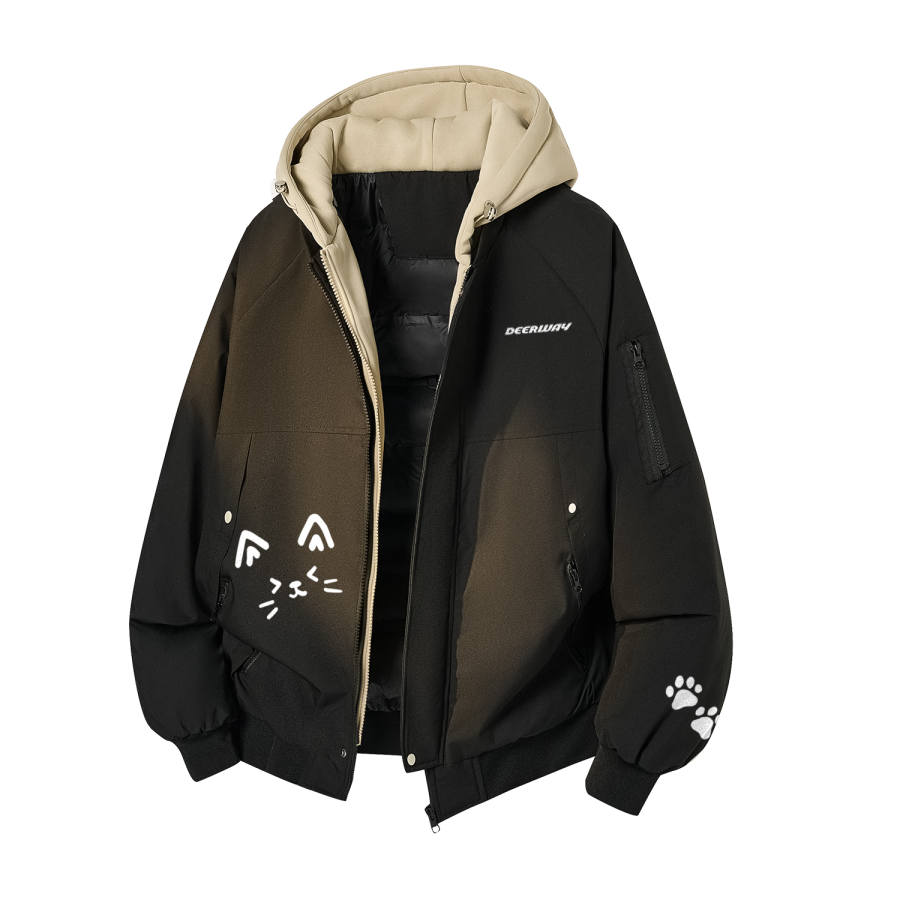 DEERWAY DEERWAY Puffer Jackets Unisex Hooded Moderate Patchwork Puffer Jacket