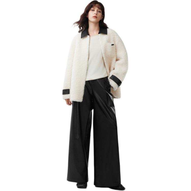 ELLE Velvet Jackets Women's White Lapel Moderate