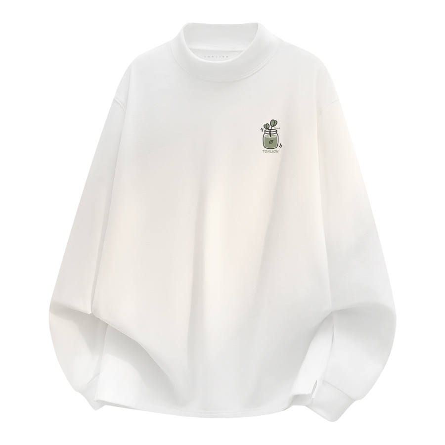 Tonlion Sweatshirts Unisex Half Turtleneck Moderate Straight Fit