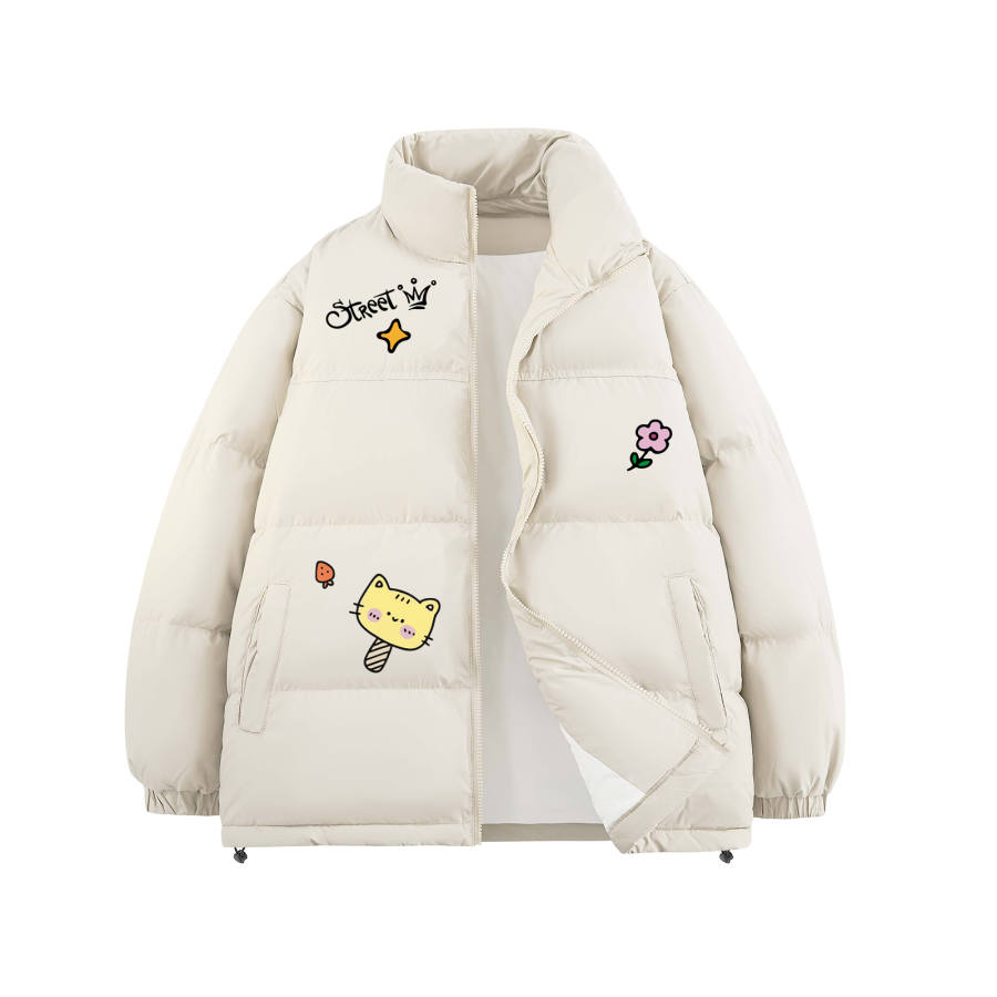 HUANQIU Down Jackets Unisex Stand Collar Thickened Puffer Jacket