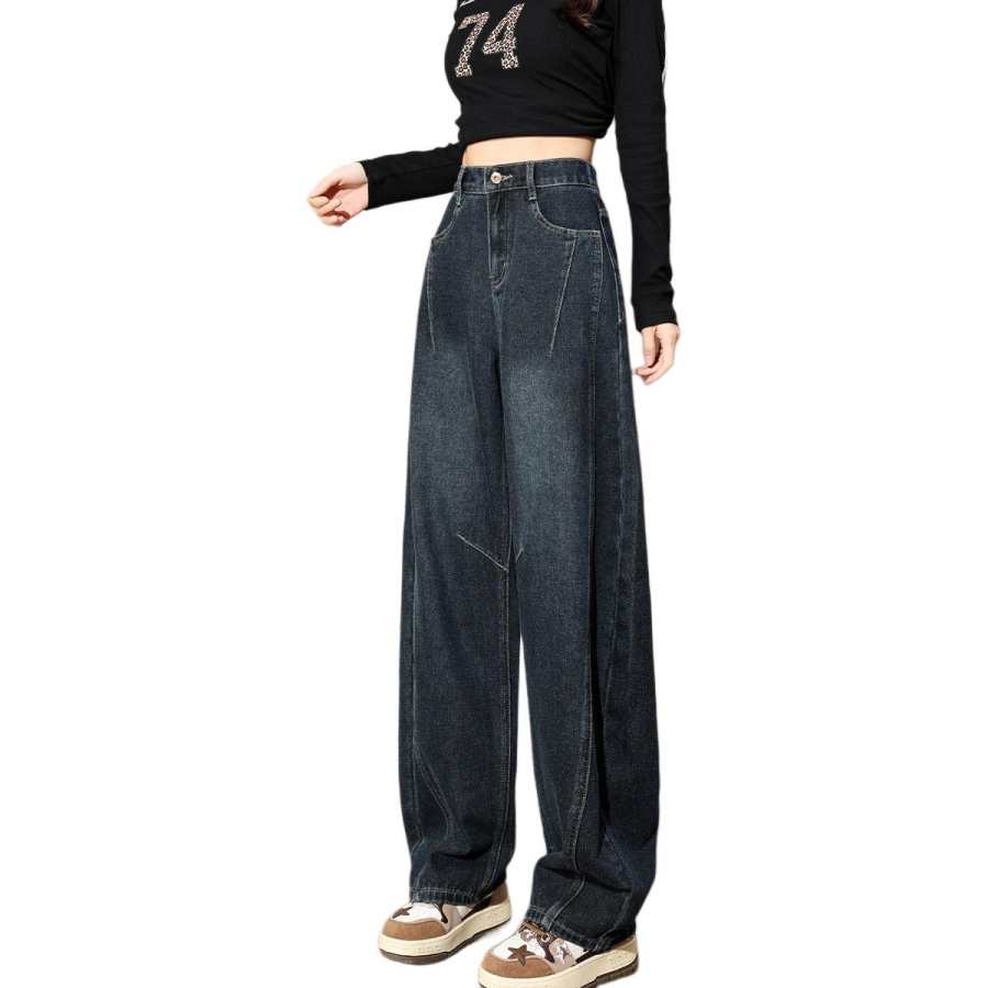 Tonlion Jeans Women's Blue Gray Moderate Wide Leg Pants