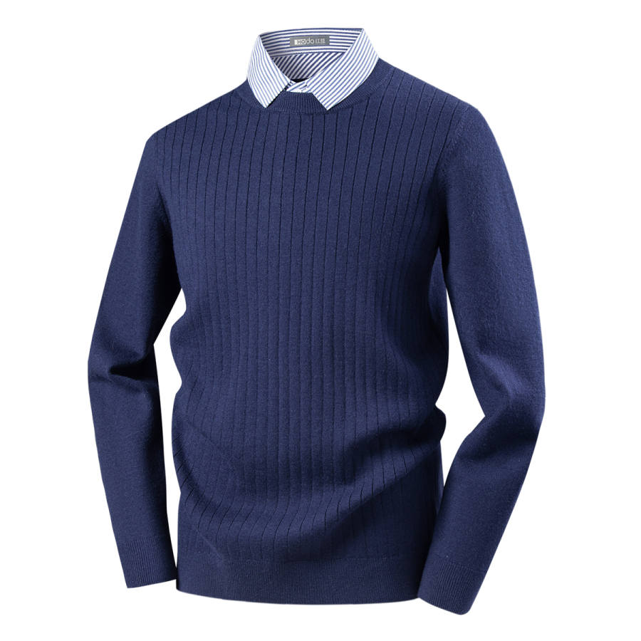 Hodo Hodo Sweaters Men's Shirt Collar Thickened