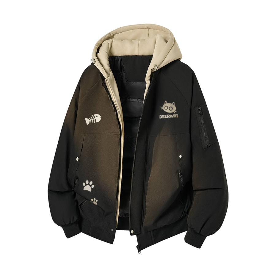 DEERWAY DEERWAY Puffer Jackets Unisex Hooded Thickened Mock Two Piece Puffer Jacket