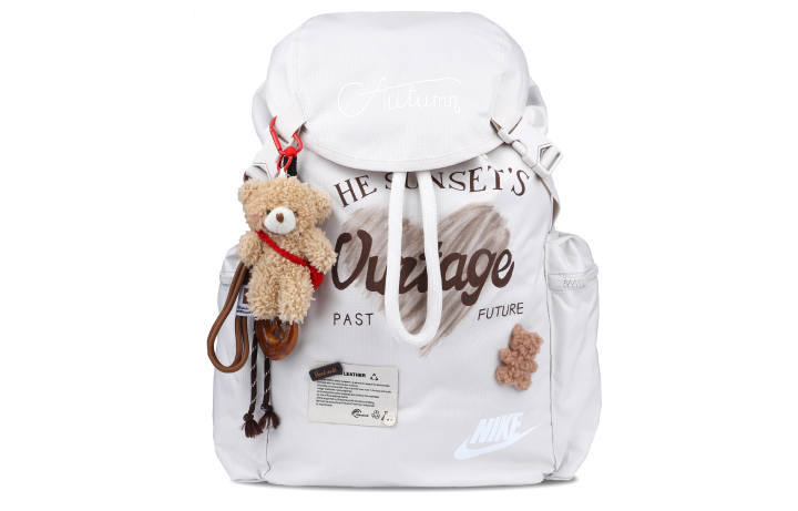 Nike Nike Heritage Polyester Hand Drawn Backpack Regular Unisex White Brown