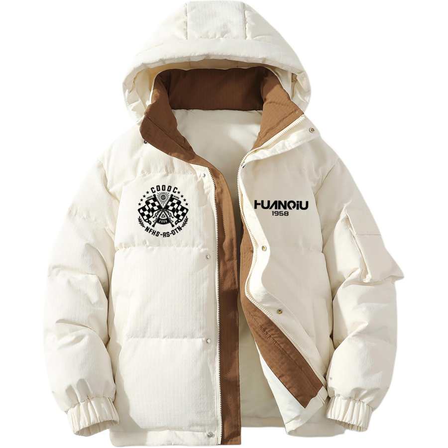 HUANQIU Down Jackets Unisex Hooded Thickened Puffer Jacket