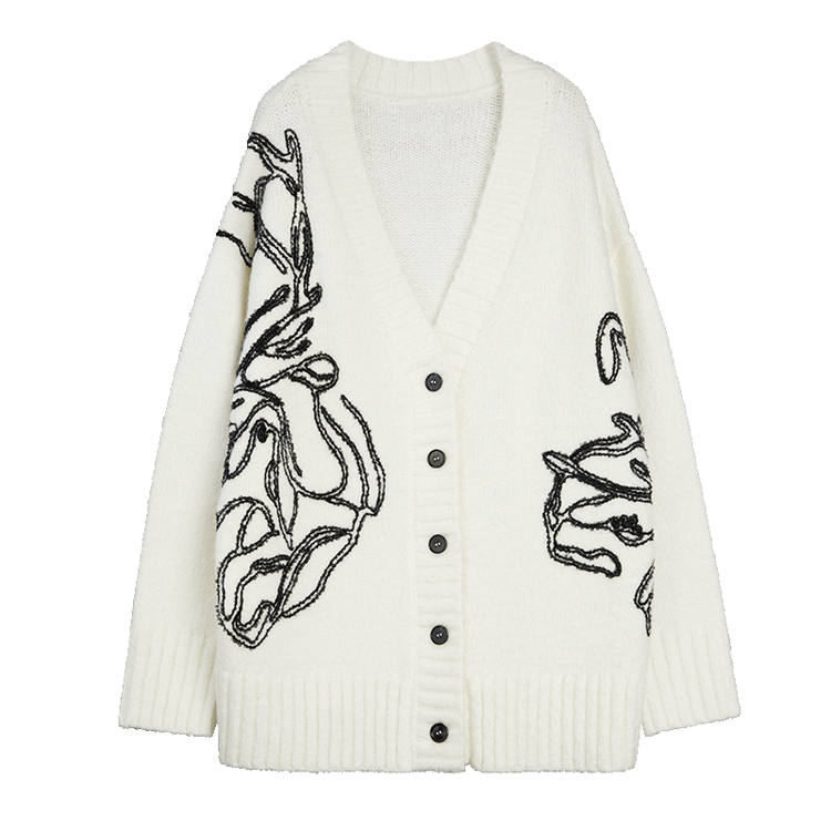 ELLE Knitwear Women's V Neck Moderate Cardigan
