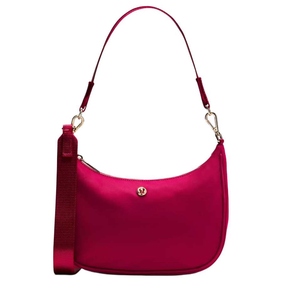 Lululemon City Essentials Nylon Polyester Crossbody Bag, Shoulder Bag Small Women's Berry Rum Red