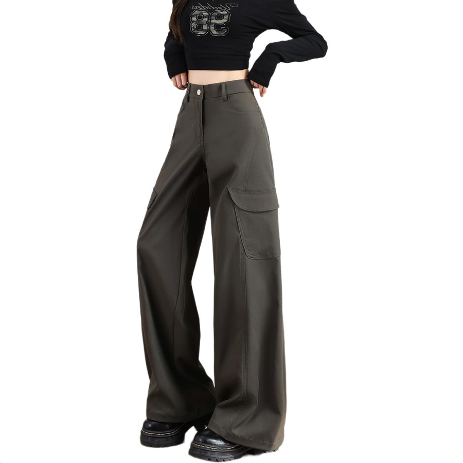 Tonlion Casual Pants Women's Moderate Wide Leg Pants
