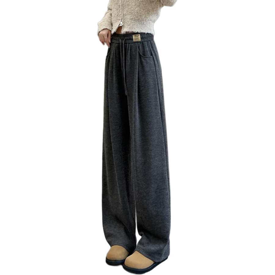 Tonlion Casual Pants Women's Dark Gray Moderate Wide Leg Pants