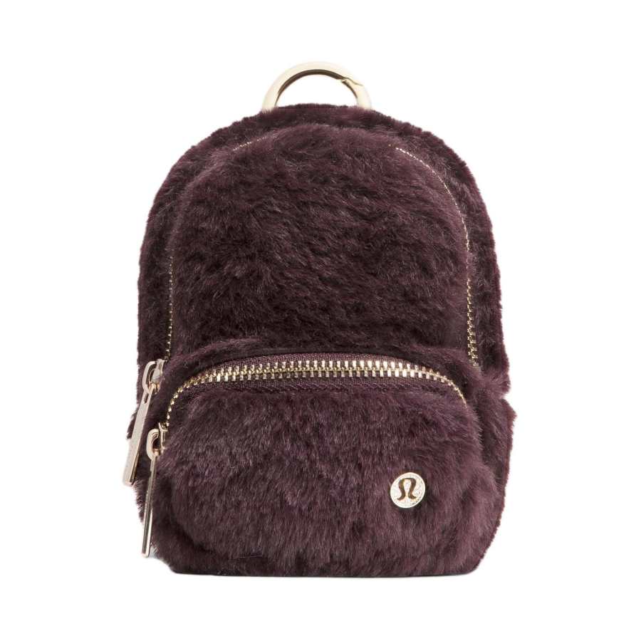 Lululemon Everywhere Polyester Charm Coin Purse Mini Unisex Black Plum & Gold