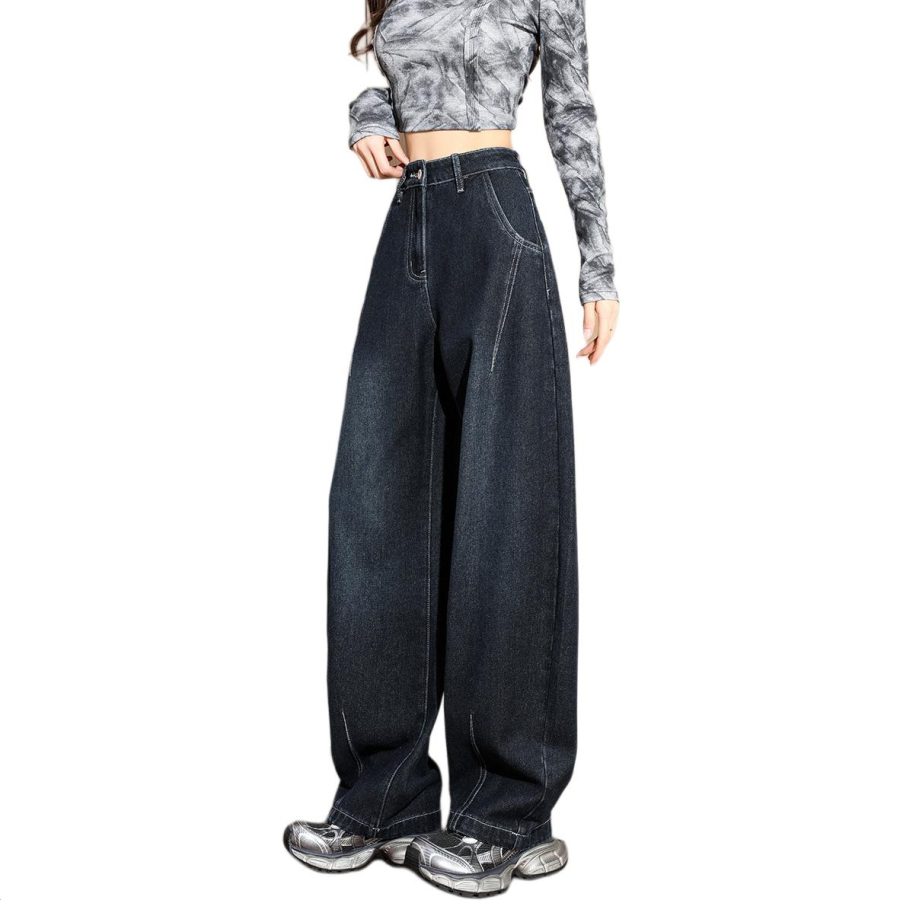 Tonlion Jeans Women's Blue Gray Moderate Wide Leg Pants
