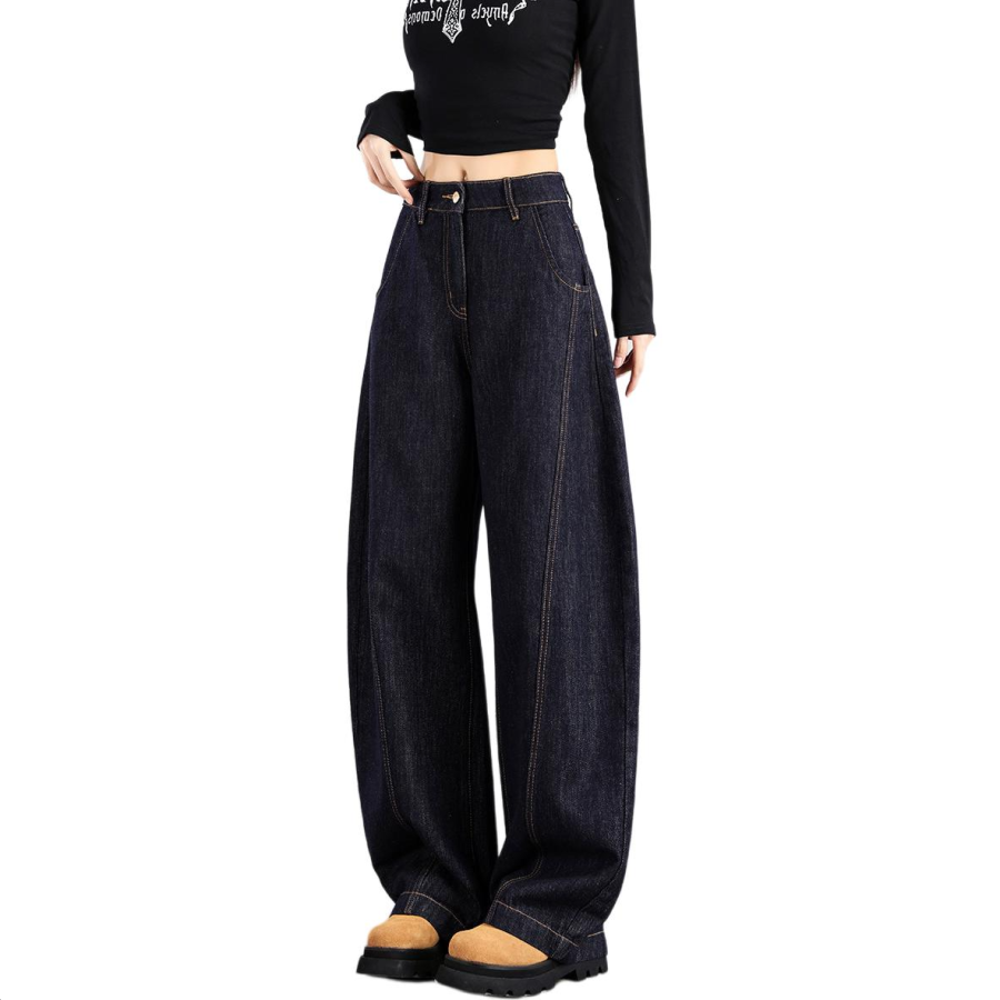 Tonlion Jeans Women's Dark Blue Moderate Wide Leg Pants