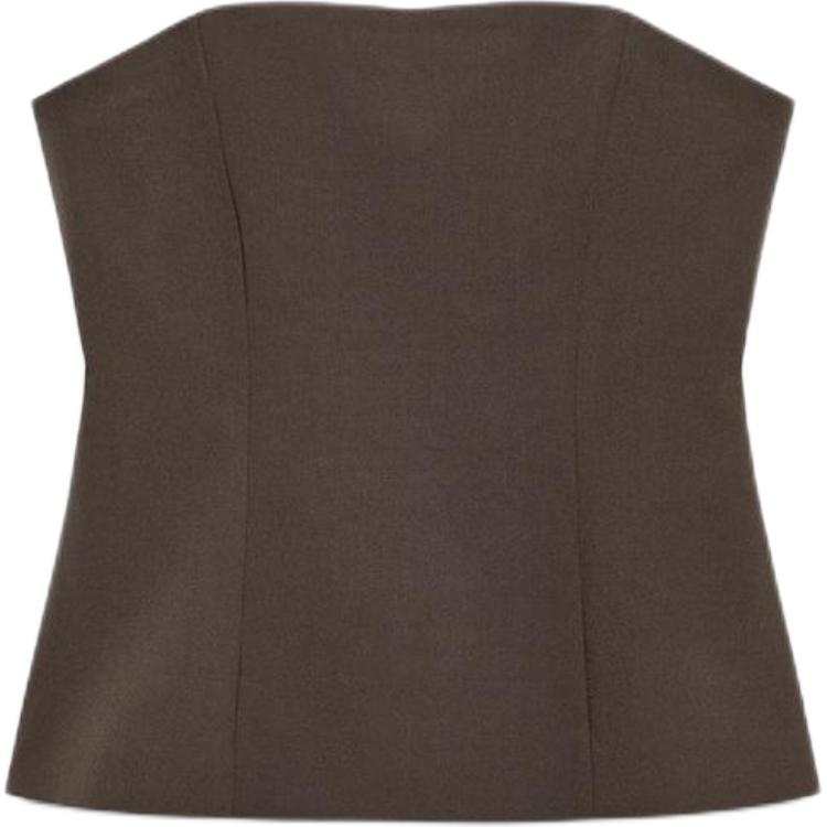 ZARA Strapless Tops Women's Dark Brown Moderate Nipped In Waist