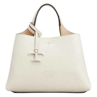 TOD'S Nude Grain Leather Handbag Mini Women's White