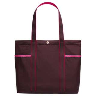 Lululemon Daily Nylon Handbag, Shoulder Bag Women's Black & Plum & Gemstone Magenta