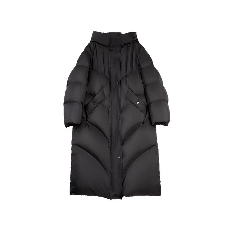 ELLE Down Jackets Women's Black Hooded Thickened Puffer Jacket