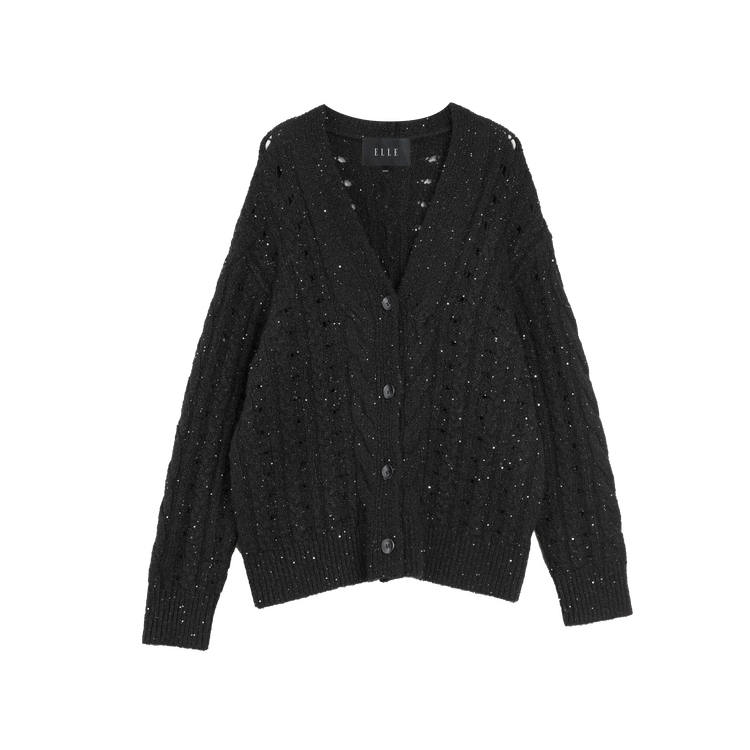 ELLE Knitwear Women's Black V Neck Moderate