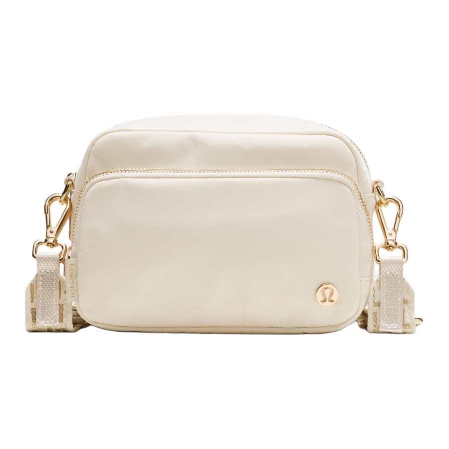 Lululemon Everywhere Nylon Shoulder Bag, Crossbody Bag Large Women's Light Ivory & Gold