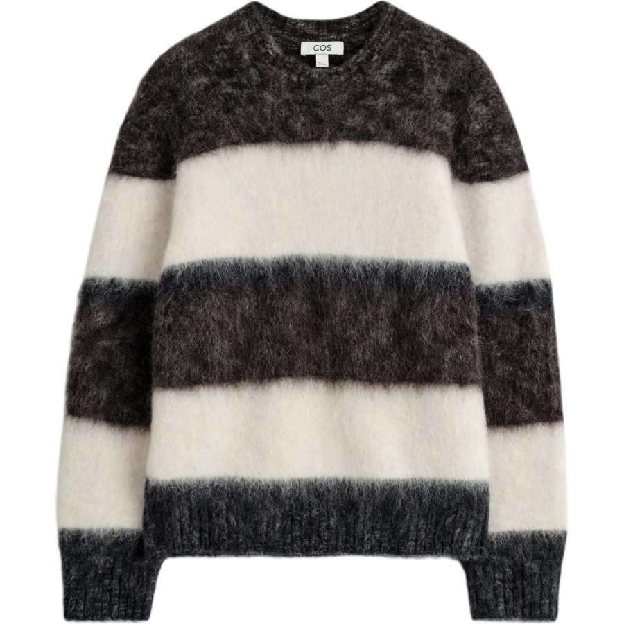 COS Sweaters Men's Brown/Cream/Navy Blue Crew Neck Moderate