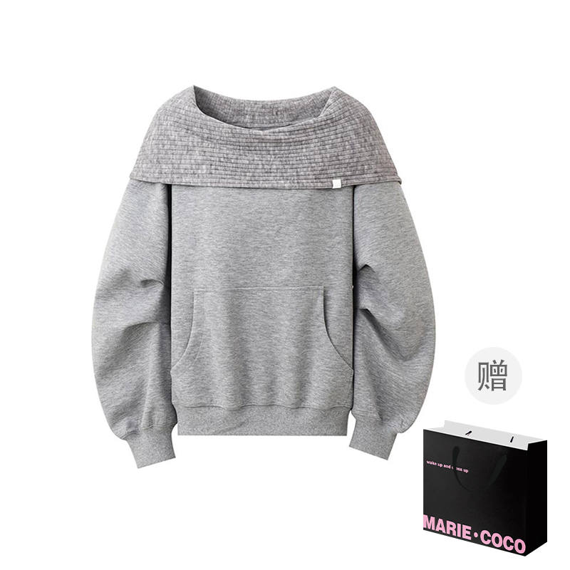 MARIE·COCO Sweatshirts Women's Off The Shoulder Sweatshirt Boat Neck Moderate
