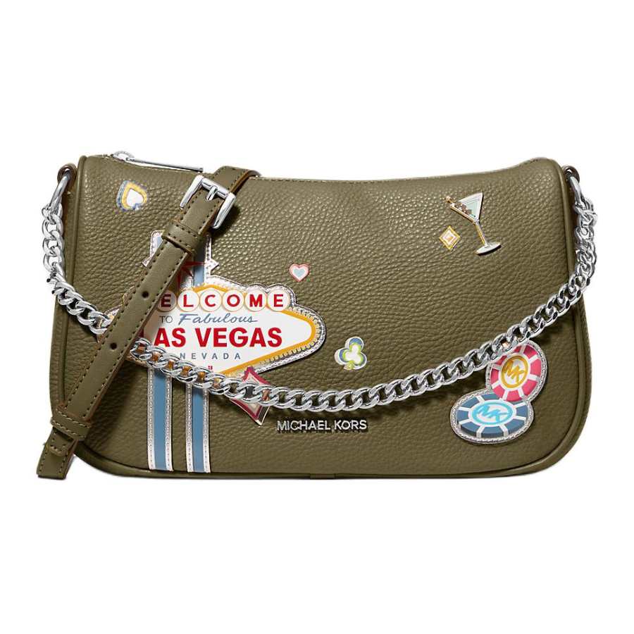 MICHAEL KORS Carmela Patterned Print Polyurethane Crossbody Bags Medium Women's Olive Green