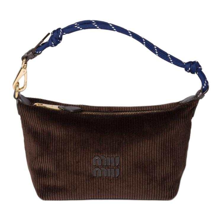 MIU MIU Fabric Handbag Mini Women's Ebony Wood/Baltic Sea Blue