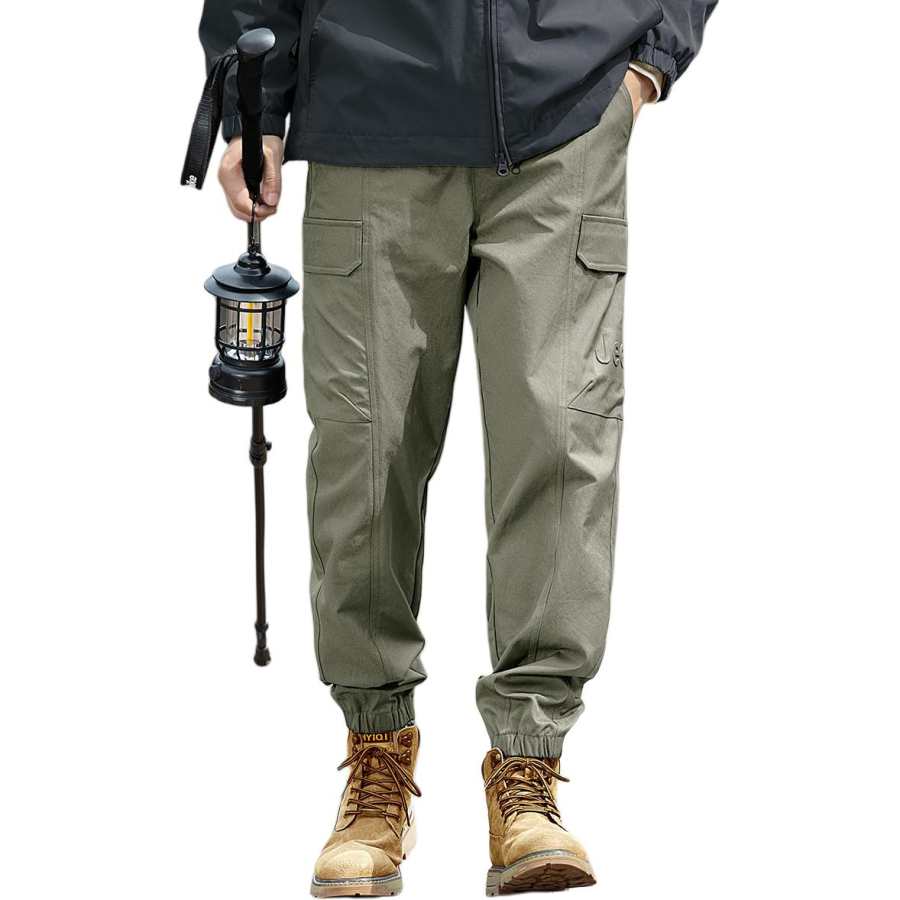 Jeep Casual Pants Unisex Khaki Moderate Parachute Pants