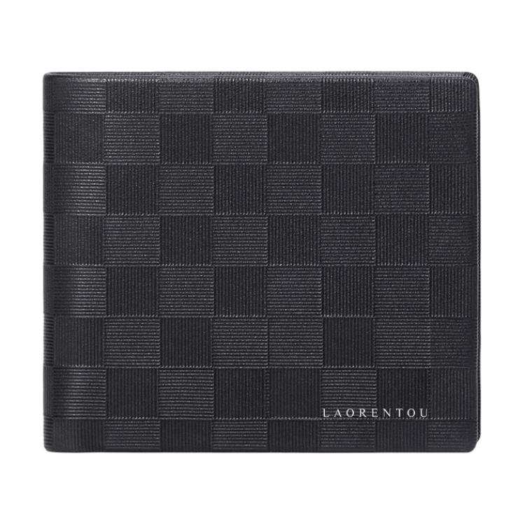 LAORENTOU Top Grain Cow Leather Wallet Men's Black