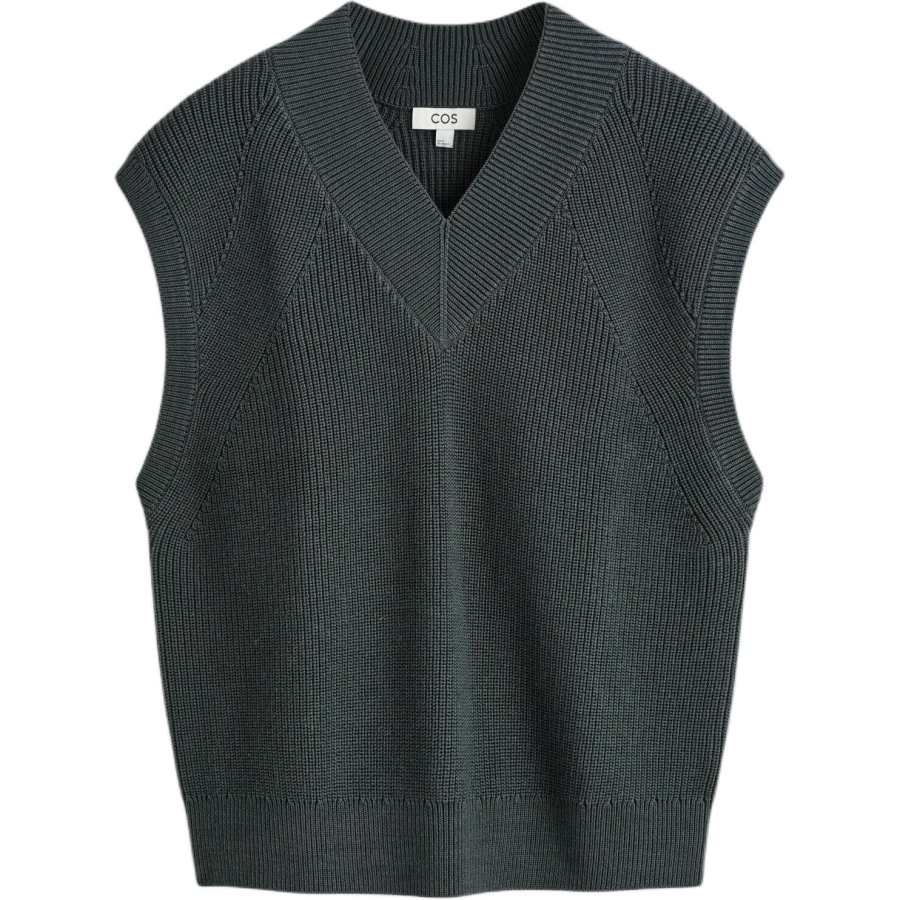 COS Tank Tops Men's Dark Gray Green V Neck Moderate Other