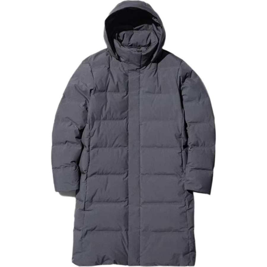 UNIQLO Down Jackets Men's Asphalt Gray Detachable Hood Moderate