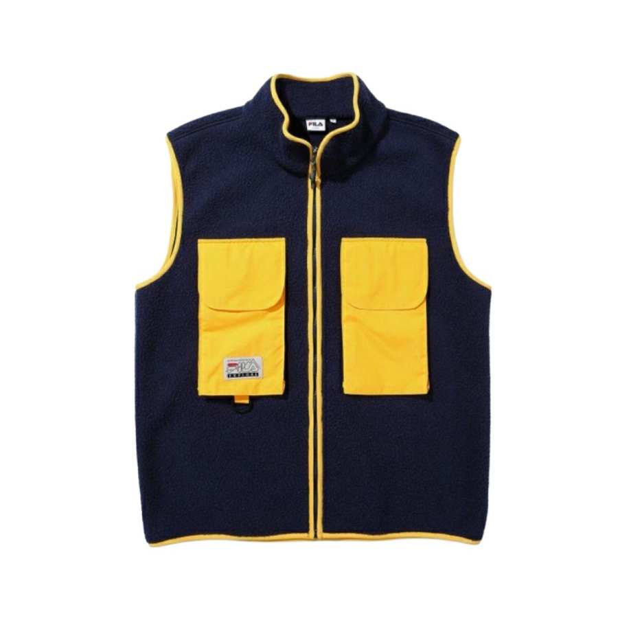 FILA Vests Unisex Marine Blue Stand Collar Moderate Other